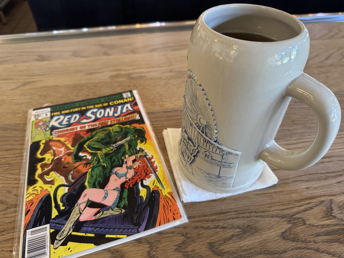 Red Sonja and a stein of Hoffbrau beer!